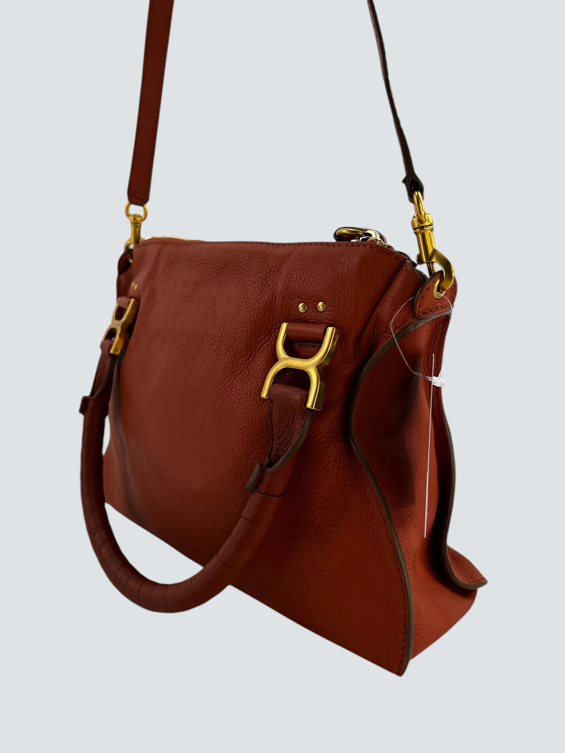 Chloe Orange Leather Marcie Crossbody