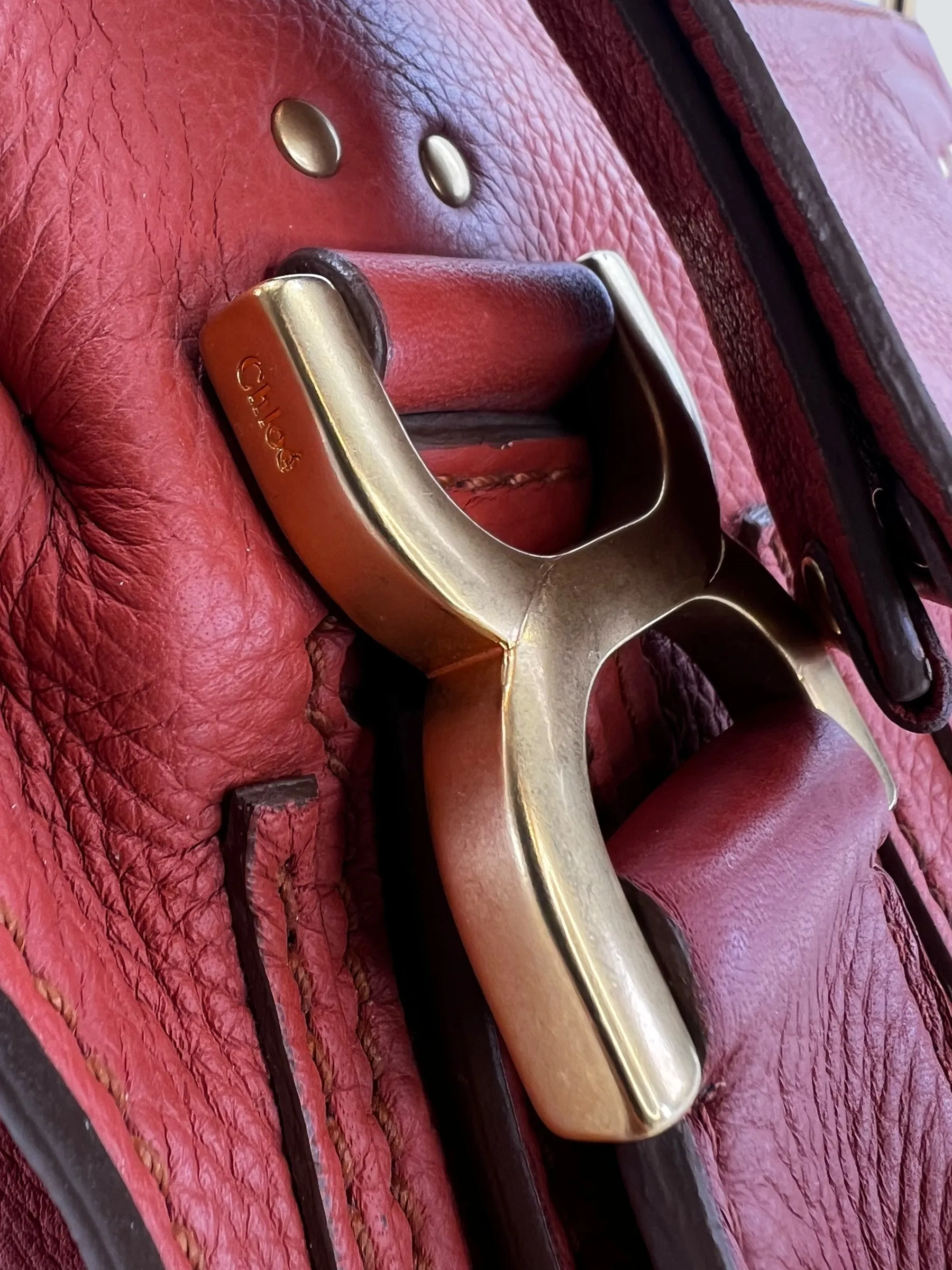 Chloe Orange Leather Marcie Crossbody