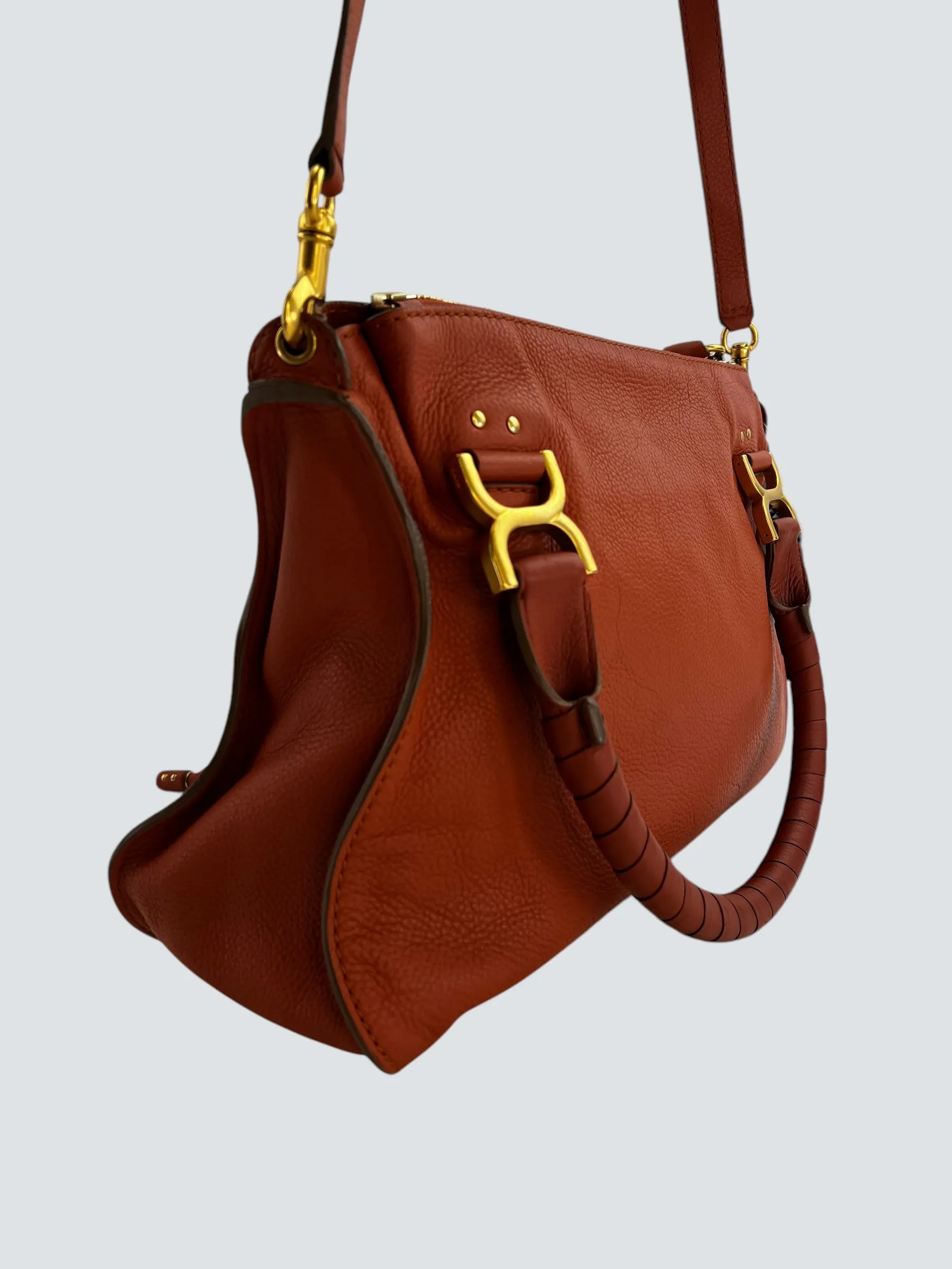 Chloe Orange Leather Marcie Crossbody