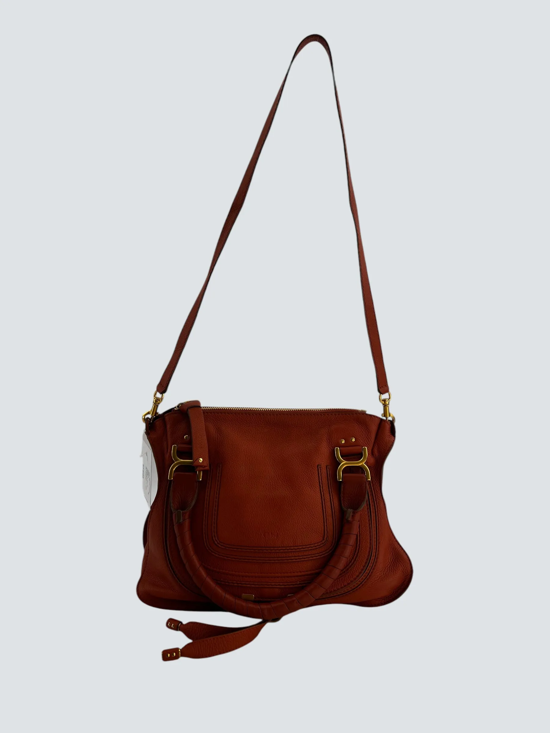 Chloe Orange Leather Marcie Crossbody