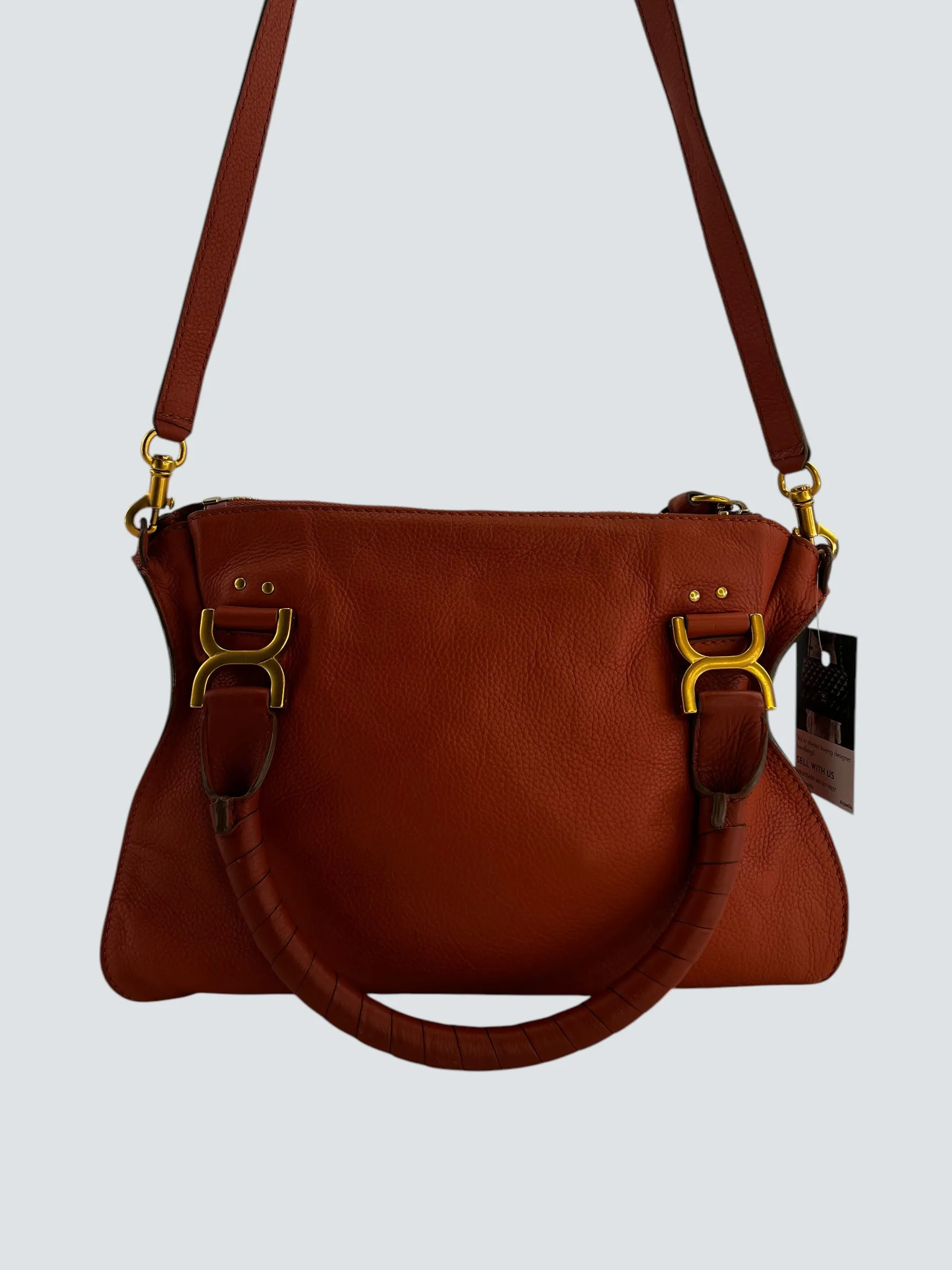 Chloe Orange Leather Marcie Crossbody