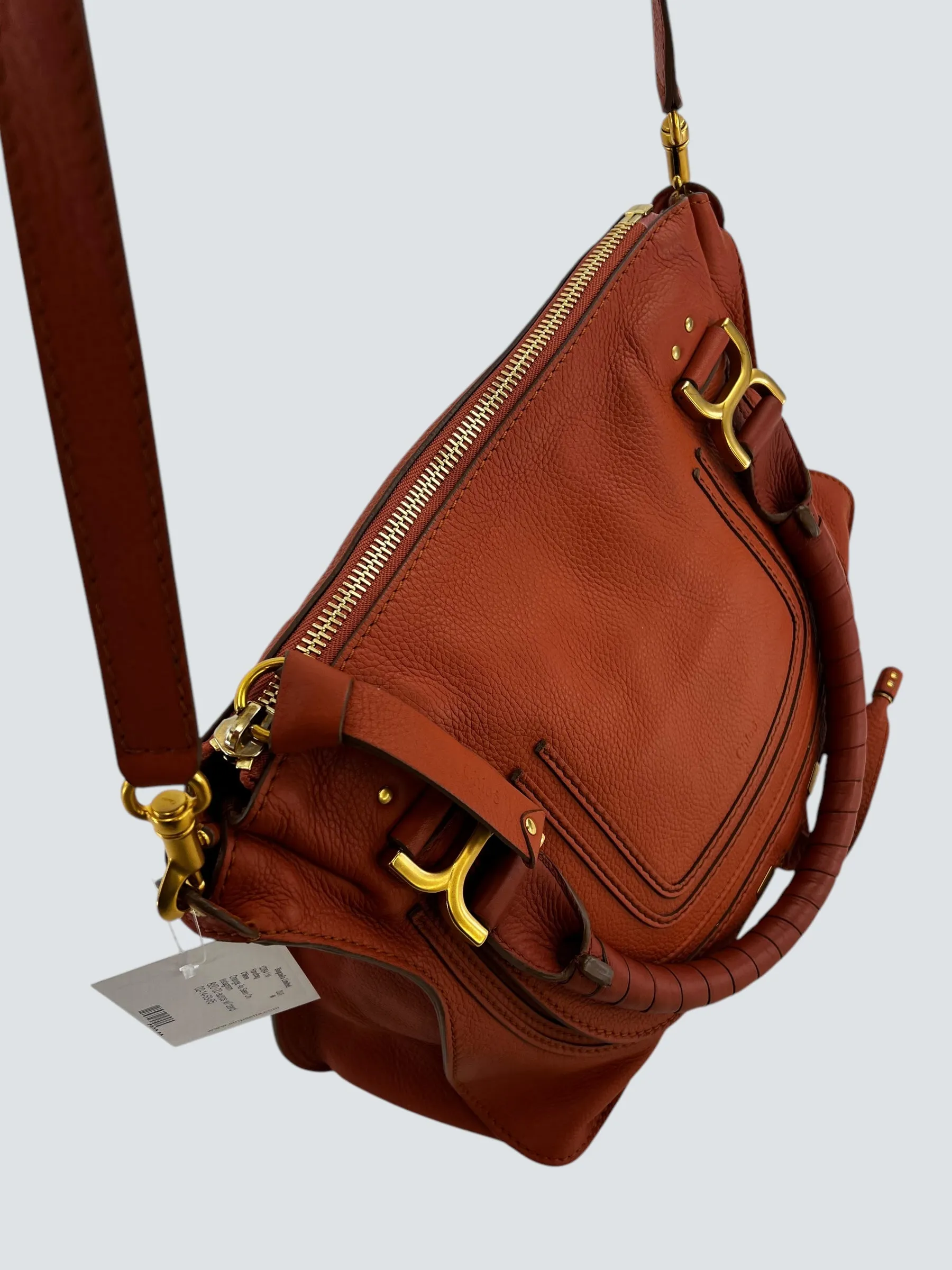 Chloe Orange Leather Marcie Crossbody