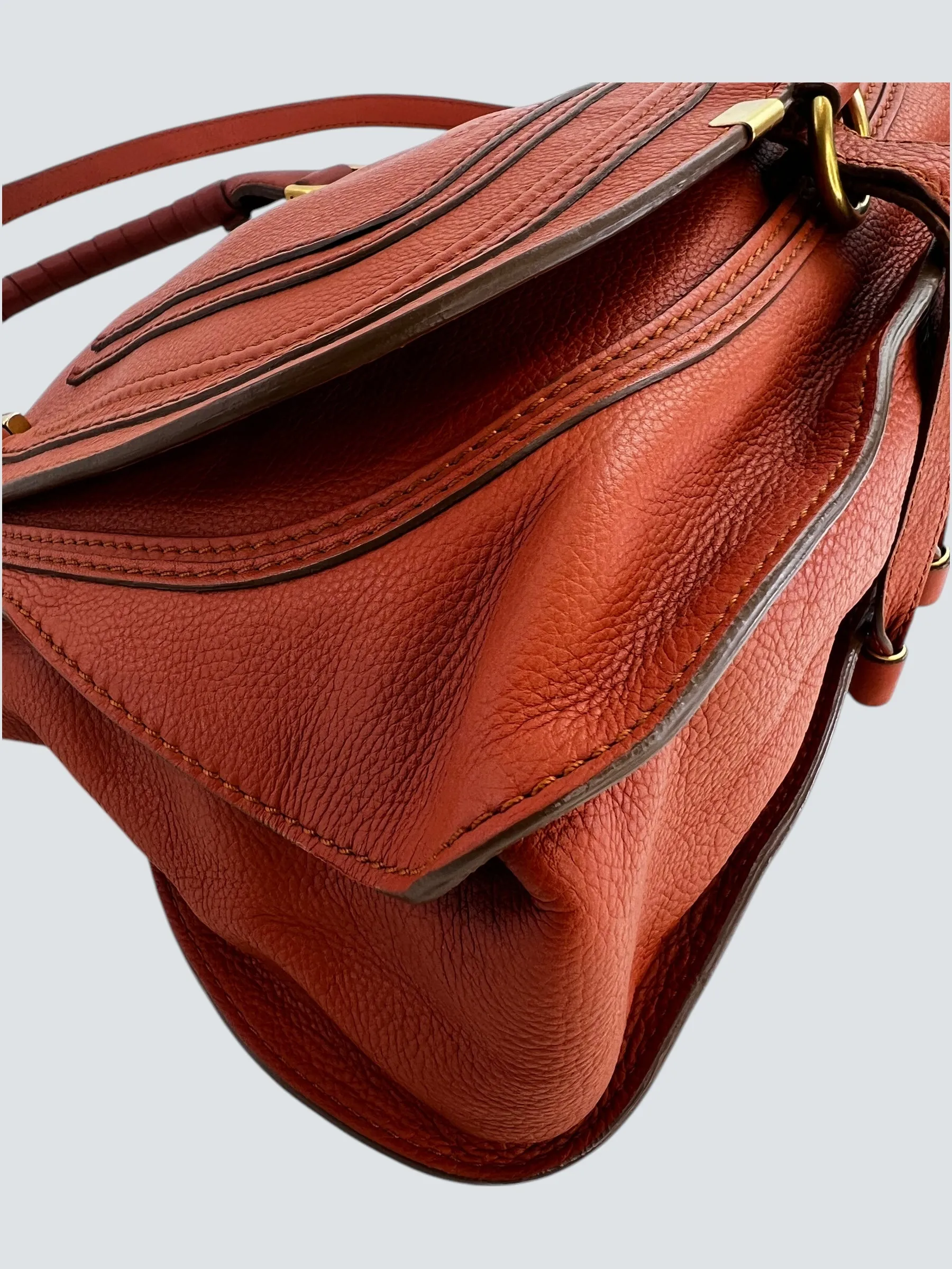Chloe Orange Leather Marcie Crossbody