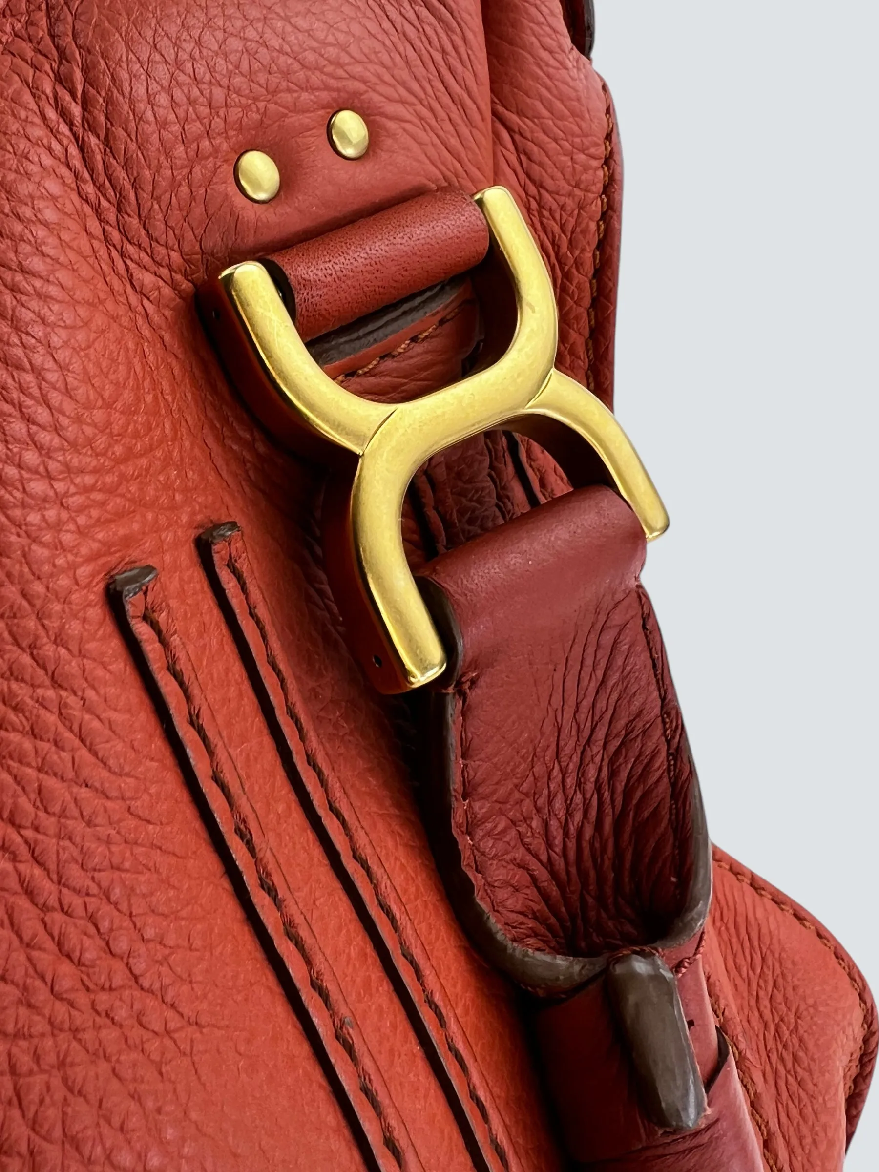 Chloe Orange Leather Marcie Crossbody