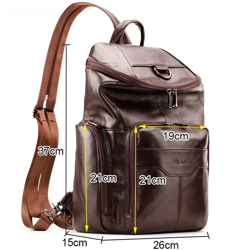 Coffee Leather Large Sling Bag For Men Convertible Sling Backpack For Big Men