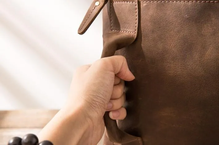 Coffee Leather Mens Cool Sling Bag Sling Shoulder Bags Chest Bags for men