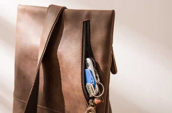 Coffee Leather Mens Cool Sling Bag Sling Shoulder Bags Chest Bags for men