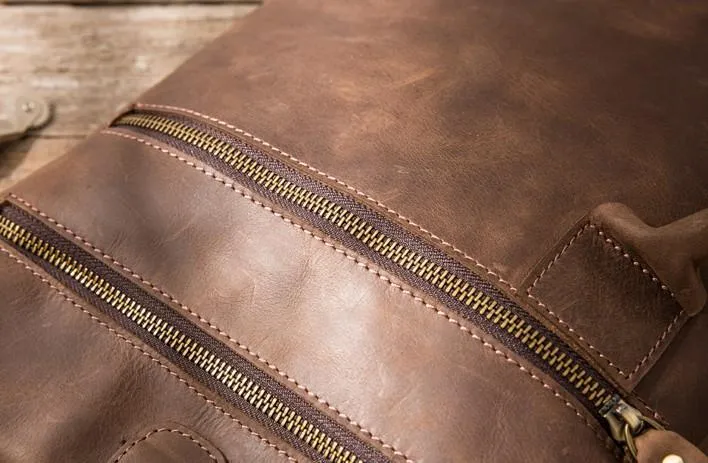 Coffee Leather Mens Cool Sling Bag Sling Shoulder Bags Chest Bags for men