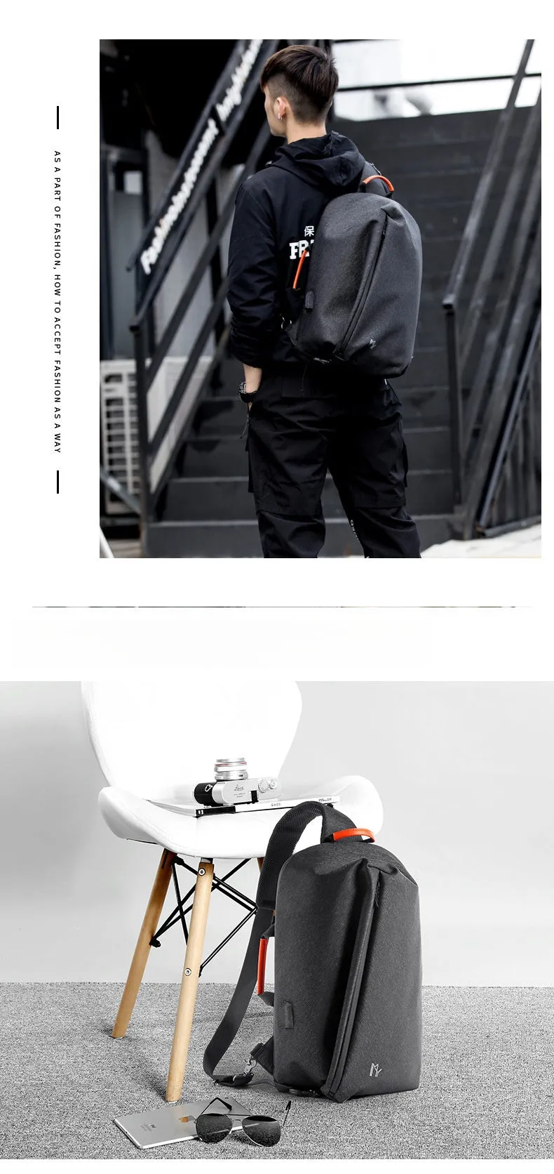 Cool Black Large Sling Bag For Men Waterproof Oxford Fabric Fashion Sling Bag For Big Men