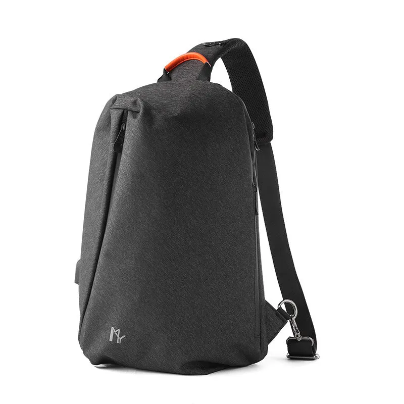 Cool Black Large Sling Bag For Men Waterproof Oxford Fabric Fashion Sling Bag For Big Men