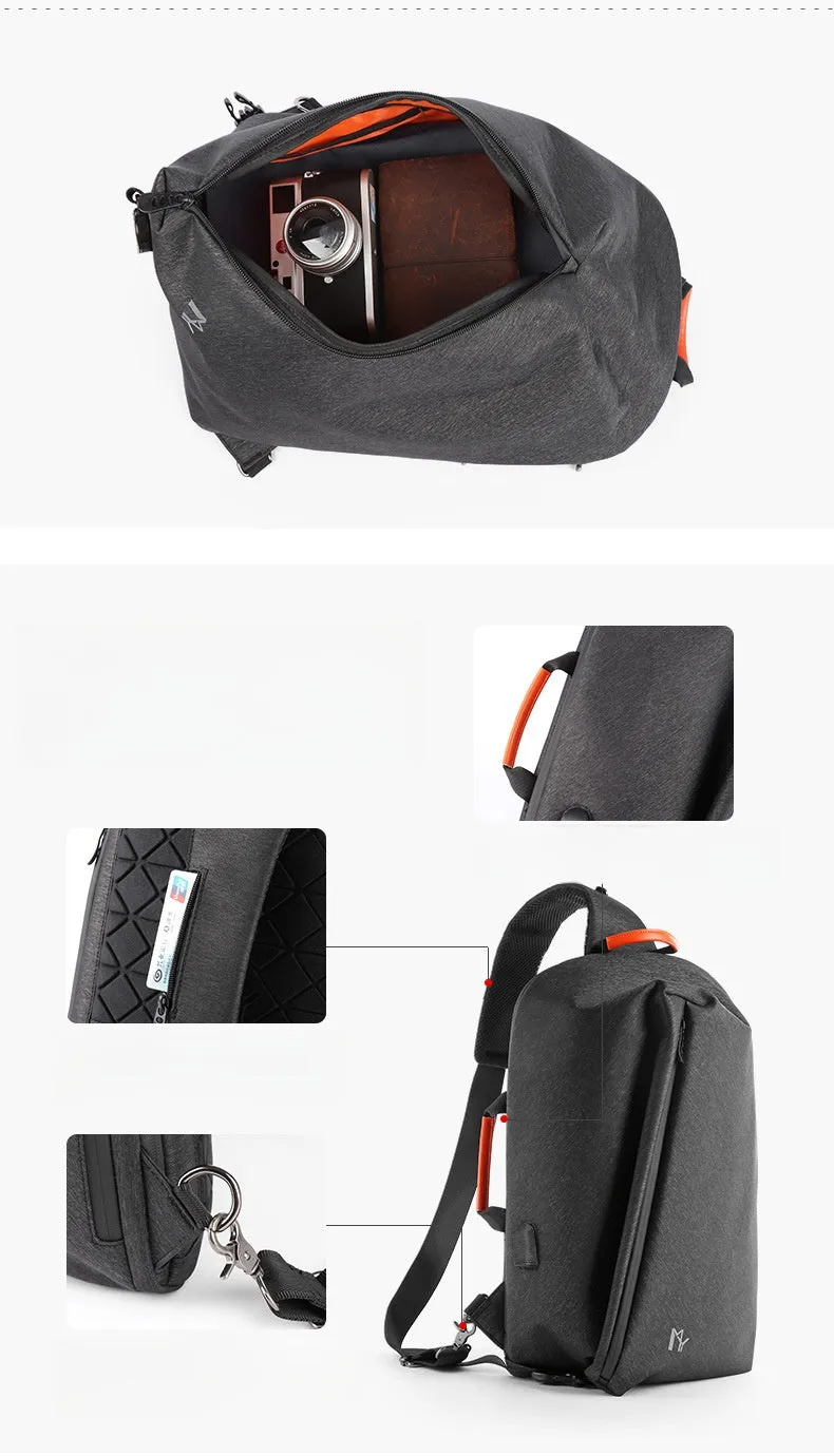 Cool Black Large Sling Bag For Men Waterproof Oxford Fabric Fashion Sling Bag For Big Men