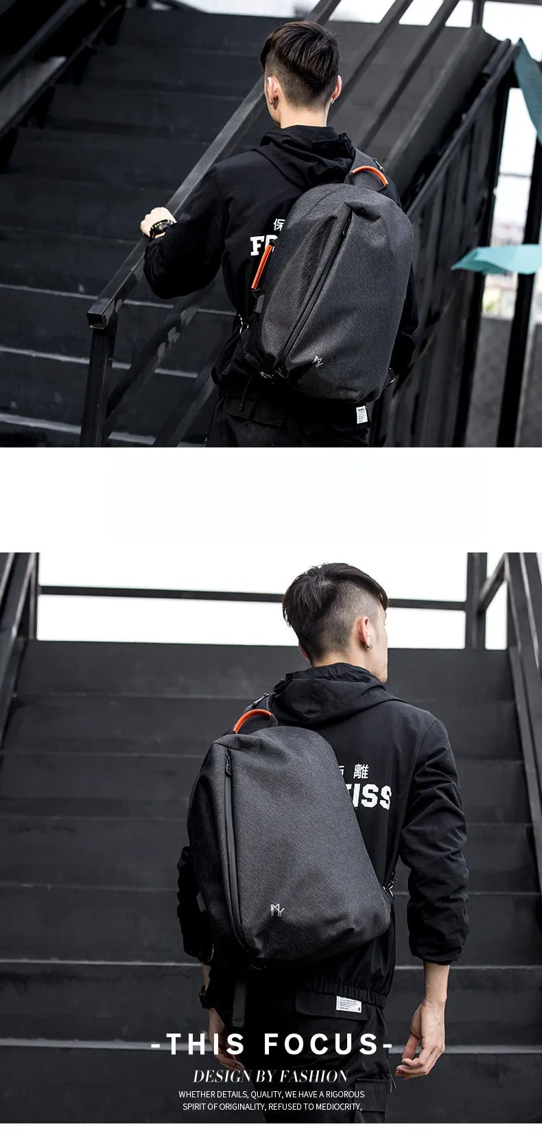 Cool Black Large Sling Bag For Men Waterproof Oxford Fabric Fashion Sling Bag For Big Men