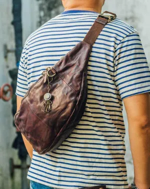 Cool Black Leather Mens Chest Bag Fanny Pack Waist Bags Coffee Leather Hip Bag Bum Bag For Men