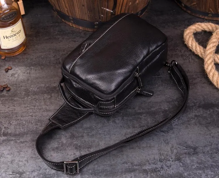 Cool Brown Leather Mens Cool Sling Bag Brown Crossbody Pack Leather Chest Bag for men