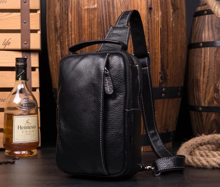 Cool Brown Leather Mens Cool Sling Bag Brown Crossbody Pack Leather Chest Bag for men
