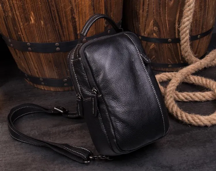 Cool Brown Leather Mens Cool Sling Bag Brown Crossbody Pack Leather Chest Bag for men