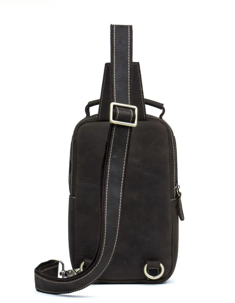 Cool Brown Leather Mens Cool Sling Bag Brown Crossbody Pack Leather Chest Bag for men