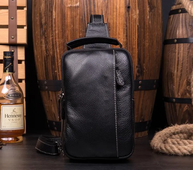 Cool Brown Leather Mens Cool Sling Bag Brown Crossbody Pack Leather Chest Bag for men