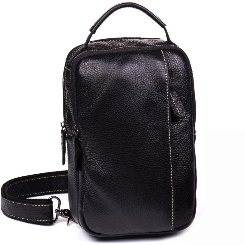 Cool Brown Leather Mens Cool Sling Bag Brown Crossbody Pack Leather Chest Bag for men