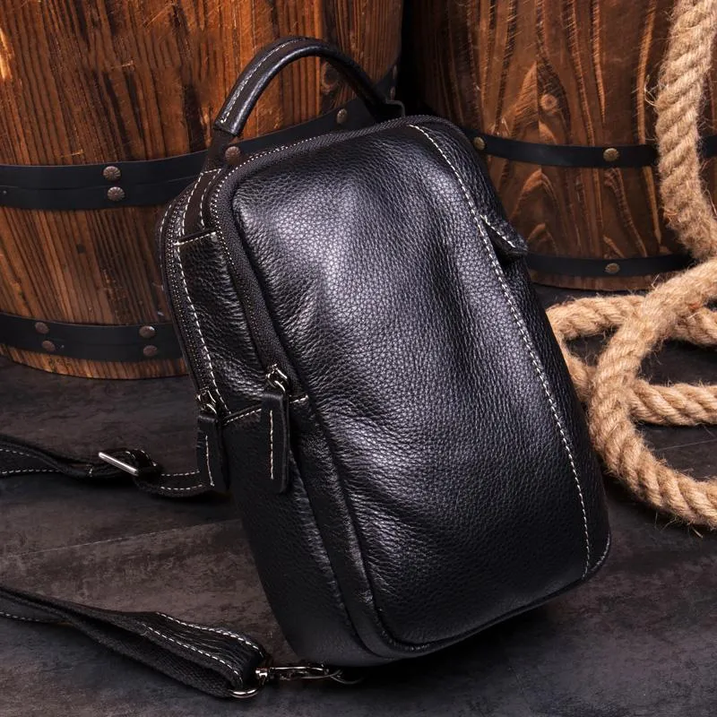 Cool Brown Leather Mens Cool Sling Bag Brown Crossbody Pack Leather Chest Bag for men
