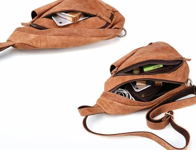 Cool Camel Black Leather Chest Bags Sling Bag Sling Crossbody Bag For Men