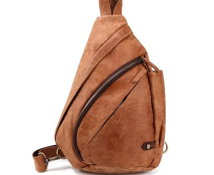 Cool Camel Black Leather Chest Bags Sling Bag Sling Crossbody Bag For Men