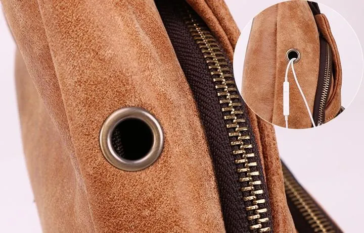 Cool Camel Leather Chest Bag Sling Bag Sling Crossbody Bags For Men