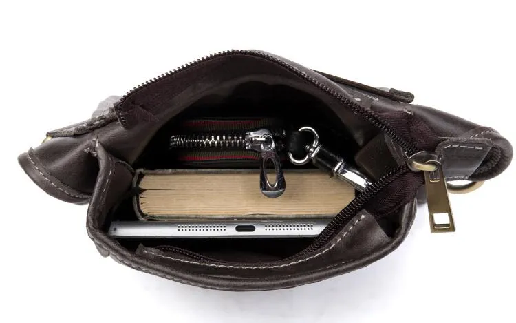 Cool Leather Belt Pouch Mens Fanny Pack Chest Bag One Shoulder Backpack for Men