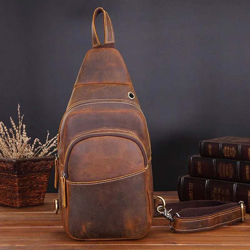Cool Leather Chest Bag Sling Bag Sling Crossbody Bag Sling Travel Bag Sling Hiking Bags For Men