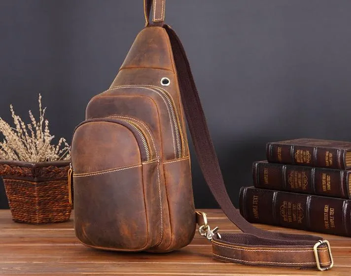 Cool Leather Chest Bag Sling Bag Sling Crossbody Bag Sling Travel Bag Sling Hiking Bags For Men