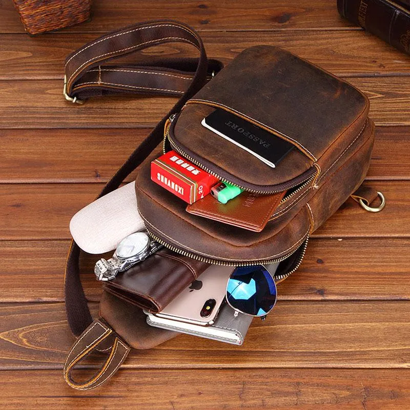 Cool Leather Chest Bag Sling Bag Sling Crossbody Bag Sling Travel Bag Sling Hiking Bags For Men