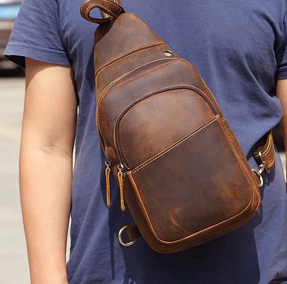 Cool Leather Chest Bag Sling Bag Sling Crossbody Bag Sling Travel Bag Sling Hiking Bags For Men