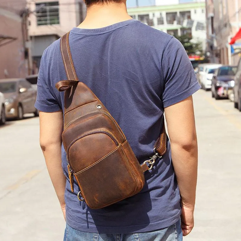 Cool Leather Chest Bag Sling Bag Sling Crossbody Bag Sling Travel Bag Sling Hiking Bags For Men