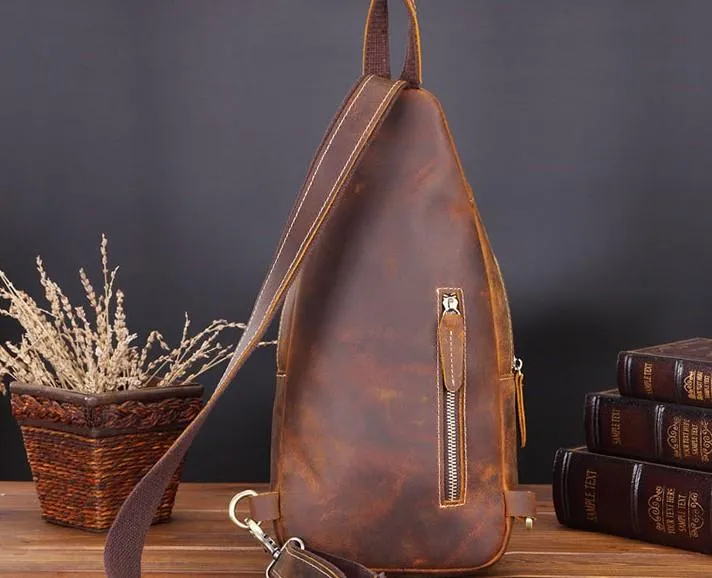 Cool Leather Chest Bag Sling Bag Sling Crossbody Bag Sling Travel Bag Sling Hiking Bags For Men