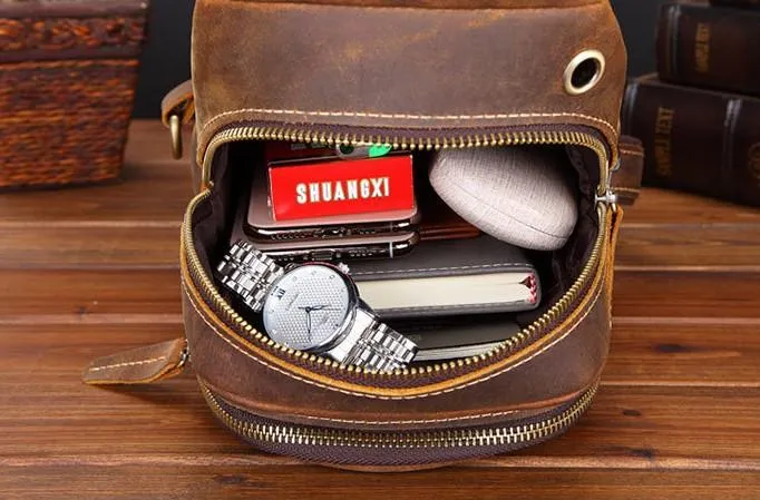 Cool Leather Chest Bag Sling Bag Sling Crossbody Bag Sling Travel Bag Sling Hiking Bags For Men
