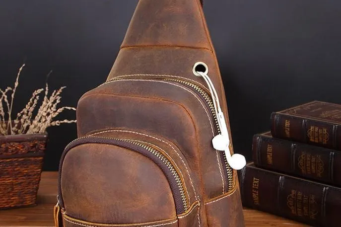 Cool Leather Chest Bag Sling Bag Sling Crossbody Bag Sling Travel Bag Sling Hiking Bags For Men