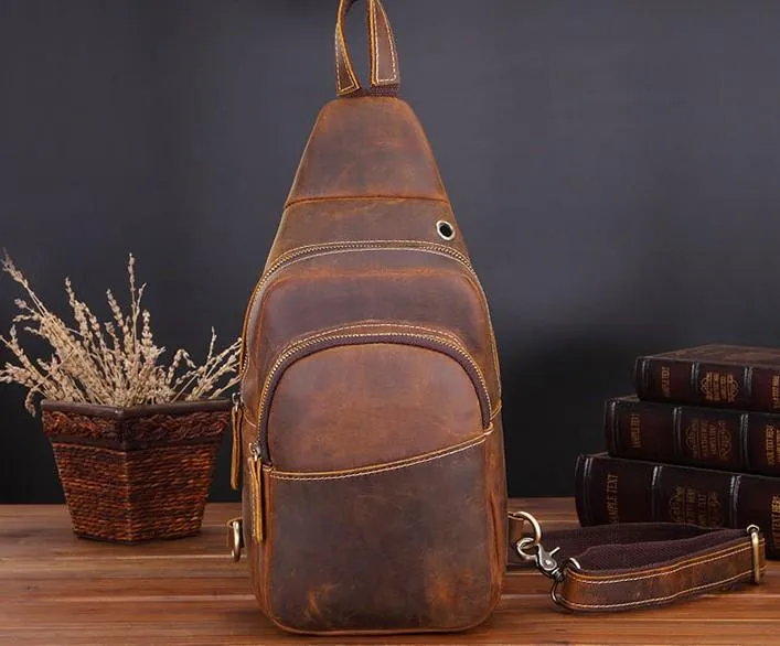 Cool Leather Chest Bag Sling Bag Sling Crossbody Bag Sling Travel Bag Sling Hiking Bags For Men