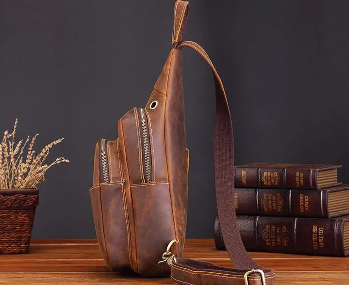 Cool Leather Chest Bag Sling Bag Sling Crossbody Bag Sling Travel Bag Sling Hiking Bags For Men