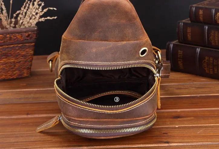 Cool Leather Chest Bag Sling Bag Sling Crossbody Bag Sling Travel Bag Sling Hiking Bags For Men