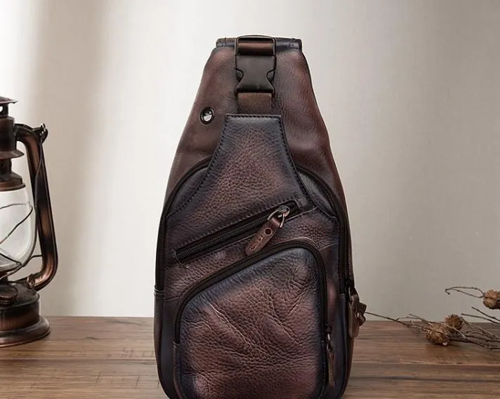 Cool Leather Chest Bag Sling Bag Sling Crossbody Bag Sling Travel Bags Sling Hiking Bag For Men