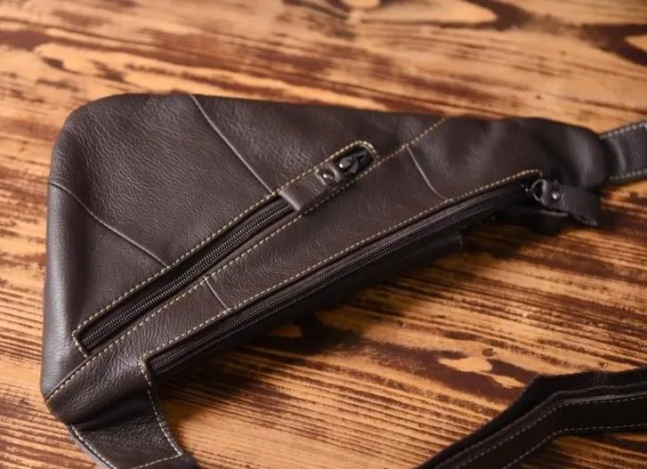 Cool Leather Mens Chest Bag Sling Bag Sling Crossbody Bag Travel Sling Bag for men