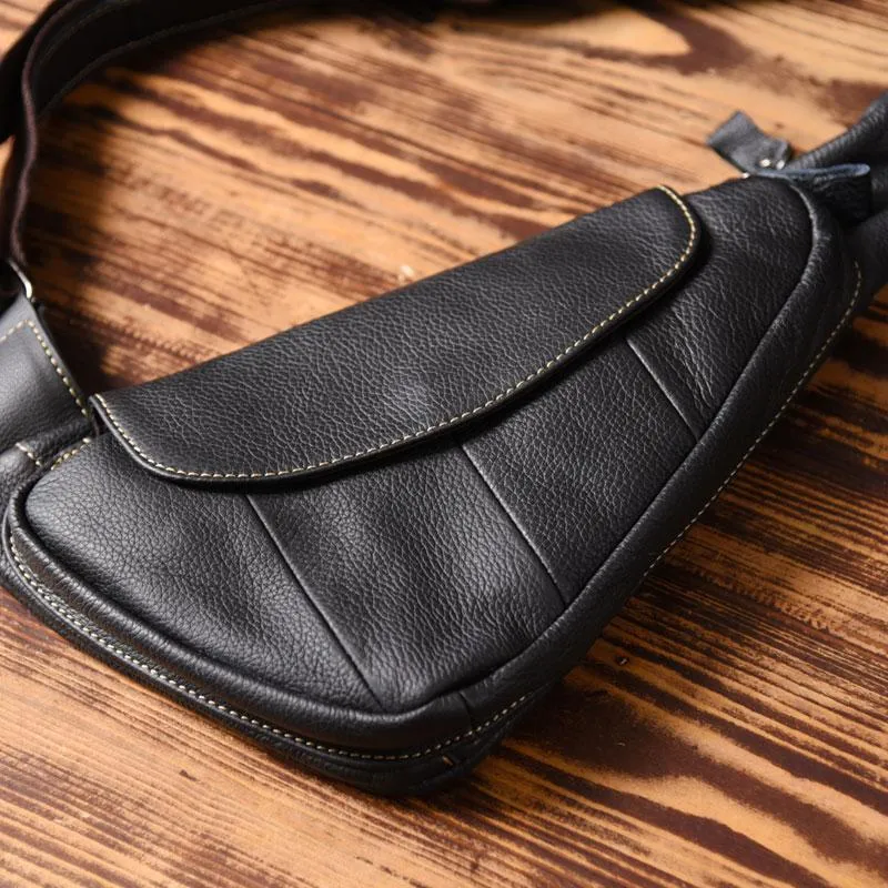 Cool Leather Mens Chest Bag Sling Bag Sling Crossbody Bag Travel Sling Bag for men