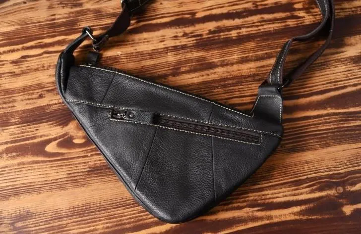 Cool Leather Mens Chest Bag Sling Bag Sling Crossbody Bag Travel Sling Bag for men