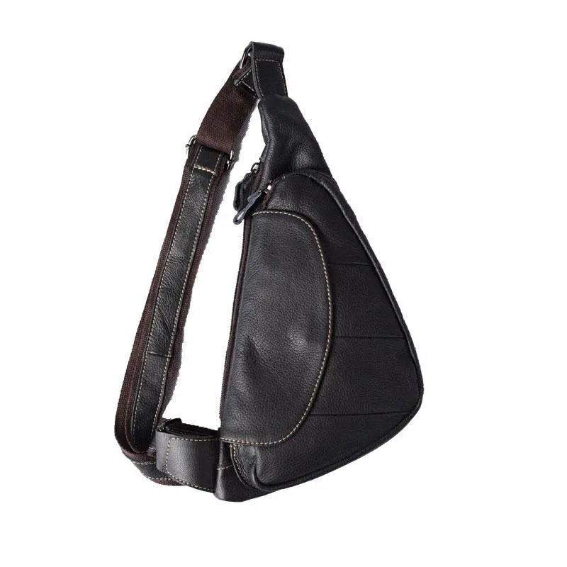 Cool Leather Mens Chest Bag Sling Bag Sling Crossbody Bag Travel Sling Bag for men