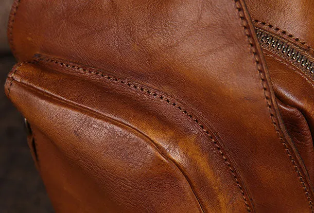 Cool Leather Mens Chest Bag Sling Bag Vintage Leather Sling Bags for Men
