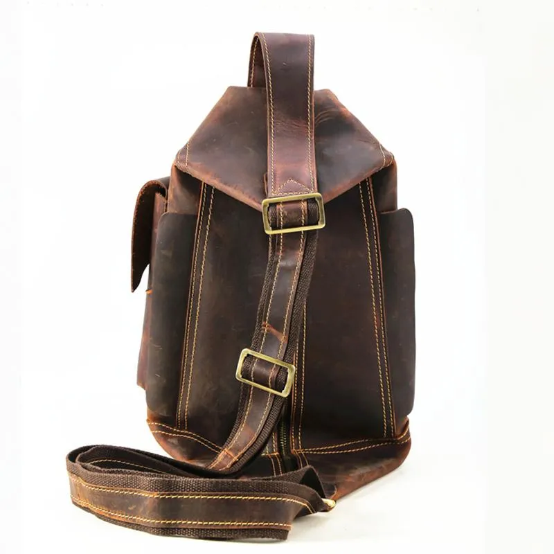 Cool Leather Mens Chest Bag Sling Bags Sling Crossbody Bag Travel Sling Bag for men