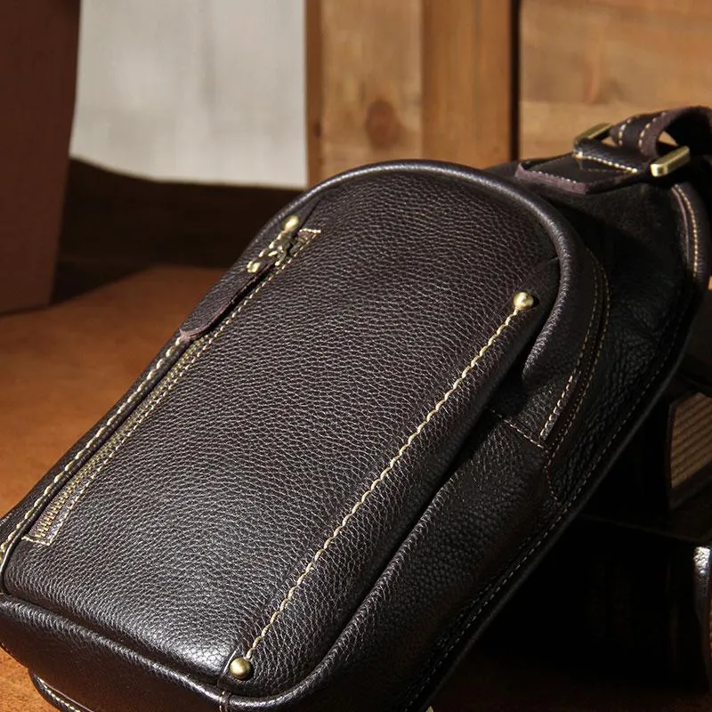 COOL LEATHER MENS  SLING BAG CROSSBODY BAG CHEST BAG FOR MEN