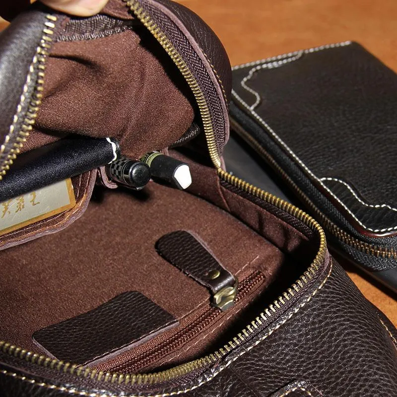 COOL LEATHER MENS  SLING BAG CROSSBODY BAG CHEST BAG FOR MEN