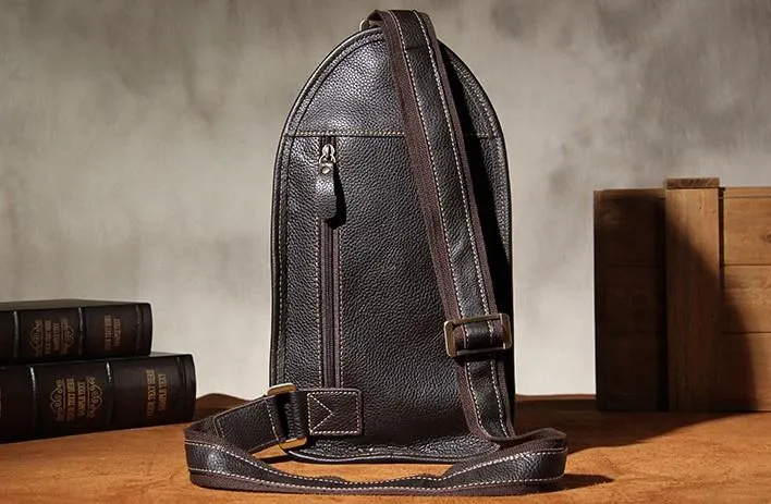 COOL LEATHER MENS  SLING BAG CROSSBODY BAG CHEST BAG FOR MEN