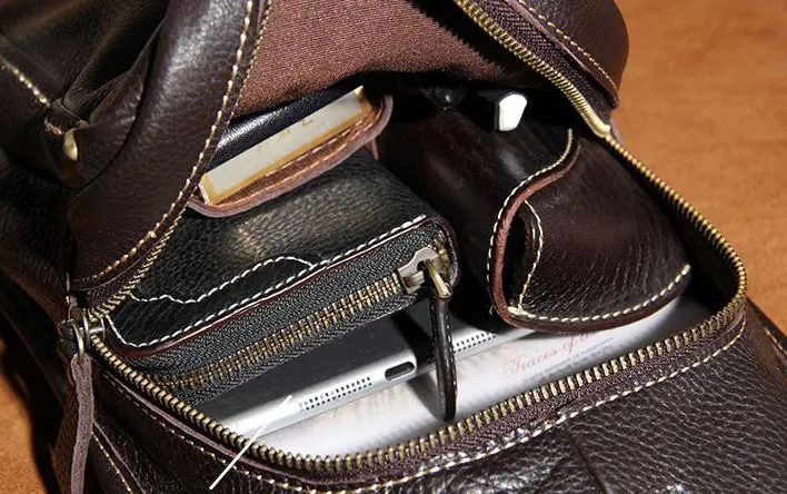 COOL LEATHER MENS  SLING BAG CROSSBODY BAG CHEST BAG FOR MEN